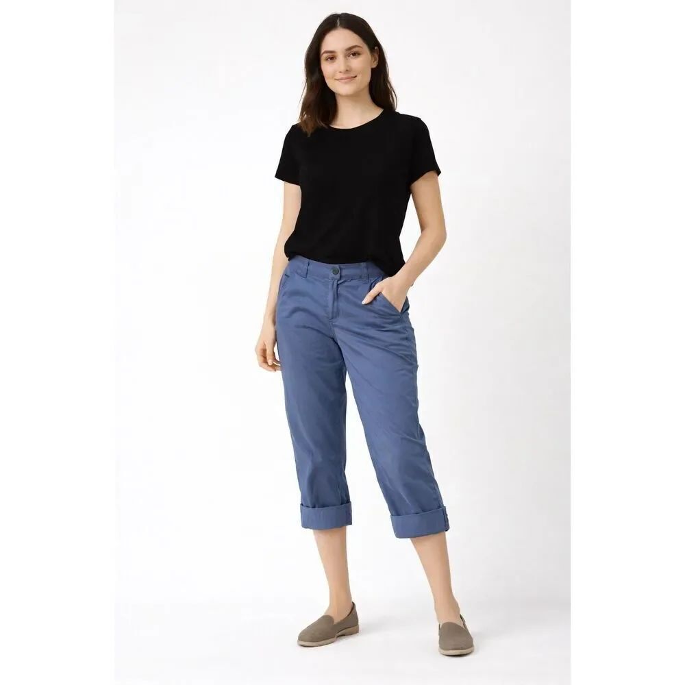 Ann Taylor LOFT Blue Capri Pants Women Size 10 NWT Cotton Stretch